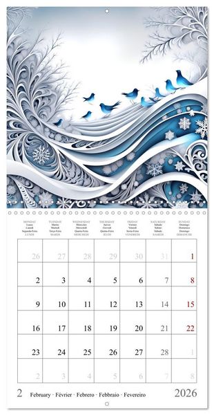 Produktbild: Quatre saisons - Fractales (Calendrier mural carr&eacute; 2026 30x30 cm) Calendrier double avec une page pour vos prises de notes