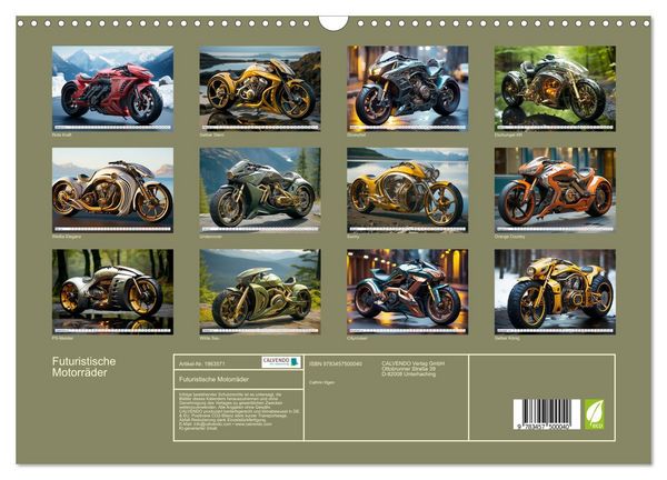 Produktbild: Futuristische Motorr&auml;der (Wandkalender 2026 DIN A3 quer), CALVENDO Monatskalender
