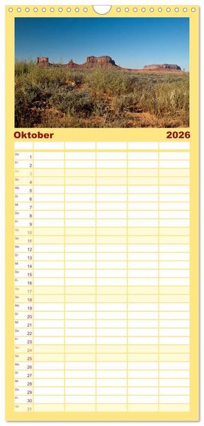 Produktbild: Familienplaner 2026 - Monument Valley mit 5 Spalten (Wandkalender, 21 x 45 cm) CALVENDO