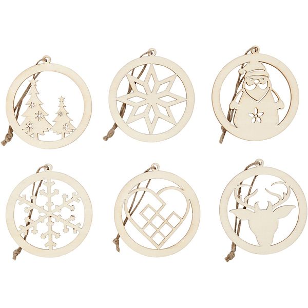 Produktbild: Creativ Company Weihnachtsschmuck, D 8 cm, Dicke 0,3 cm, 6 Stk
