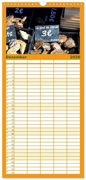 Produktbild: Familienplaner 2026 - Markttag in Frankreich mit 5 Spalten (Wandkalender, 21 x 45 cm) CALVENDO