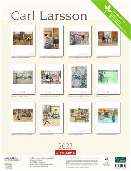 Produktbild: Carl Larsson Kalender 2027