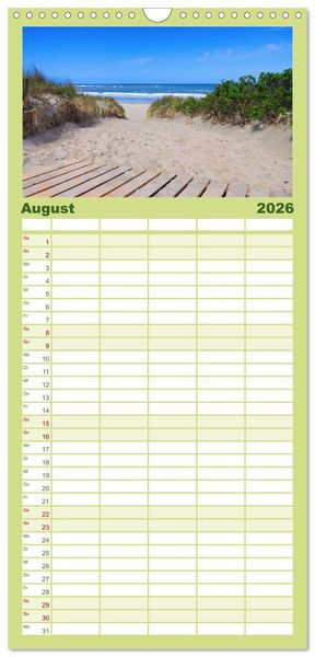 Produktbild: Familienplaner 2026 - Langeoog - Sch&ouml;nste Insel Ostfrieslands mit 5 Spalten (Wandkalender, 21 x 45 cm) CALVENDO