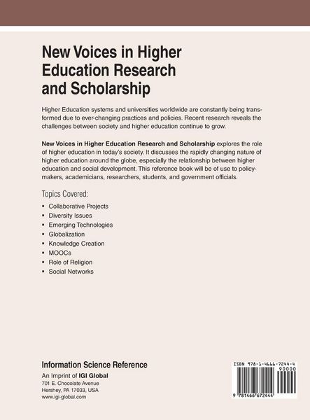 Produktbild: New Voices in Higher Education Research and Scholarship