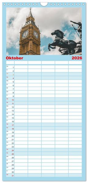 Produktbild: Familienplaner 2026 - London - Die faszinierende Hauptstadt Englands. mit 5 Spalten (Wandkalender, 21 x 45 cm) CALVENDO