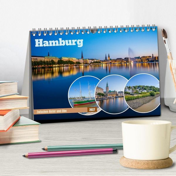 Produktbild: Hamburg - Zwischen Alster und Elbe (Tischkalender 2027 DIN A5 quer), CALVENDO Monatskalender