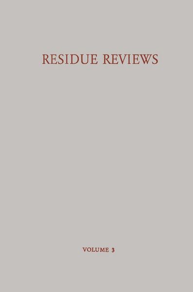 Produktbild: Residue Reviews / R&uuml;ckstands-Berichte