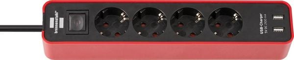 Brennenstuhl 1153240076 Steckdosenleiste mit Schalter 4fach Schwarz, Rot Schutzkontakt 1St.