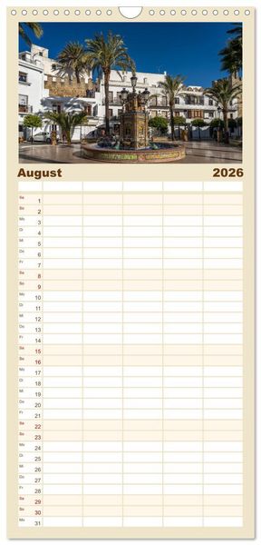Produktbild: Familienplaner 2026 - Andalusiens weisse D&ouml;rfer mit 5 Spalten (Wandkalender, 21 x 45 cm) CALVENDO