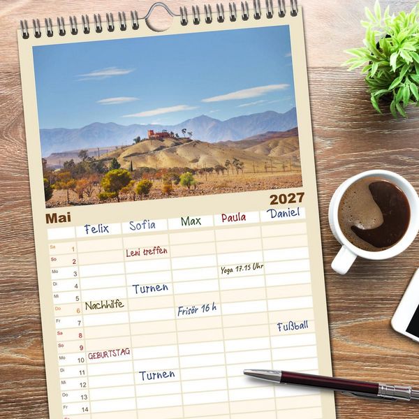 Produktbild: Familienplaner 2027 - Erlebe mit mir das traumhafte Marokko mit 5 Spalten (Wandkalender, 21 x 45 cm) CALVENDO