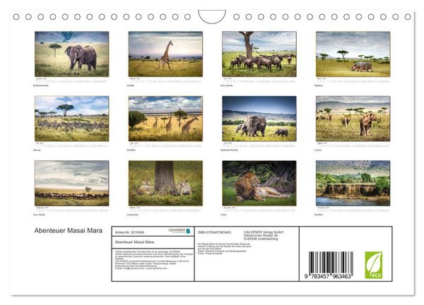 Produktbild: Abenteuer Masai Mara (Wandkalender 2026 DIN A4 quer), CALVENDO Monatskalender