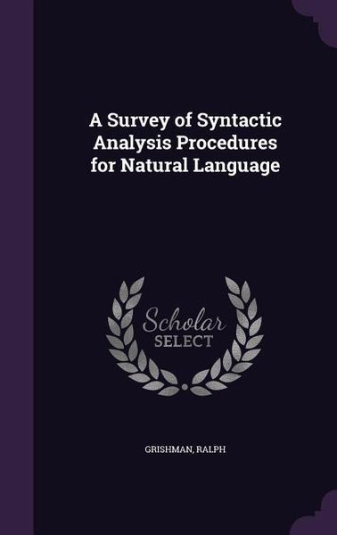 Produktbild: A Survey of Syntactic Analysis Procedures for Natural Language