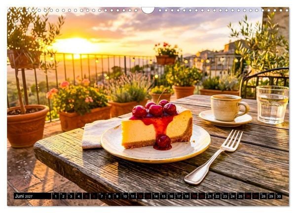 Produktbild: K&auml;sekuchen Kalender - K&ouml;stliche Dessertmomente (Wandkalender 2027 DIN A3 quer), CALVENDO Monatskalender