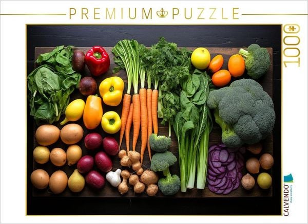 CALVENDO Puzzle Gemüse - ordentlich angerichtet auf einem Brett 1000 Teile Lege-Größe 64x48cm Foto-Puzzle für glückliche Stunden