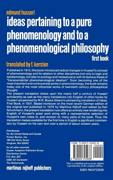 Produktbild: Ideas Pertaining to a Pure Phenomenology and to a Phenomenological Philosophy
