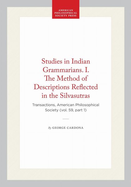 Produktbild: Studies in Indian Grammarians. I. the Method of Descriptions Reflected in the Silvasutras