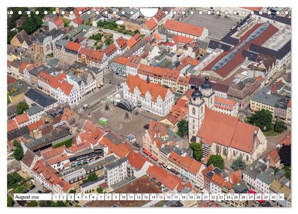 Produktbild: Lutherstadt Wittenberg - Stadt der Reformation aus der Vogelperspektive (Wandkalender 2026 DIN A4 quer), CALVENDO Monatskalender