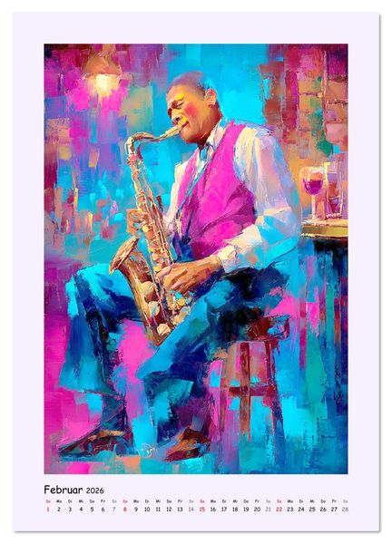 Produktbild: Jazz Seelen. Musiker im Takt der Farben (Wandkalender 2026 DIN A2 hoch), CALVENDO Monatskalender