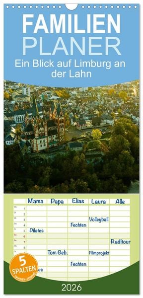 Produktbild: Familienplaner 2026 - Ein Blick auf Limburg an der Lahn mit 5 Spalten (Wandkalender, 21 x 45 cm) CALVENDO