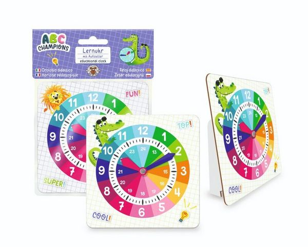 Produktbild: ABC-5 Lernuhr mit Aufsteller 2fach sort.