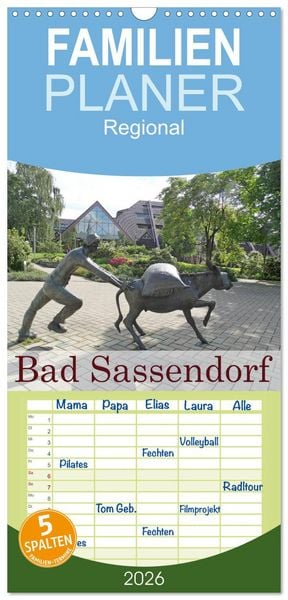 Produktbild: Familienplaner 2026 - Bad Sassendorf mit 5 Spalten (Wandkalender, 21 x 45 cm) CALVENDO