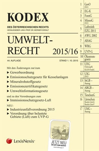 Produktbild: KODEX Umweltrecht 2015/16
