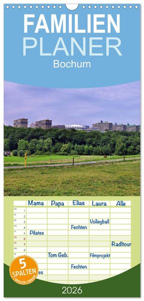Produktbild: Familienplaner 2026 - Bochum mit 5 Spalten (Wandkalender, 21 x 45 cm) CALVENDO