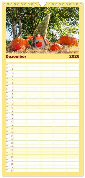 Produktbild: Familienplaner 2026 - K&Uuml;RBIS KALENDER - Die sch&ouml;nsten K&uuml;rbisse des Jahres mit 5 Spalten (Wandkalender, 21 x 45 cm) CALVENDO