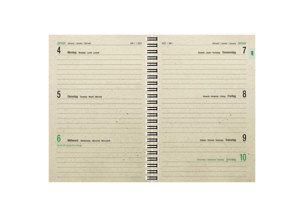 Produktbild: Wochenbuch 1W/2S Graspapier 2027