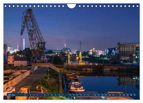 Produktbild: Mannheim 2026 - wenn es Nacht wird im Hafen (Wandkalender 2026 DIN A4 quer), CALVENDO Monatskalender