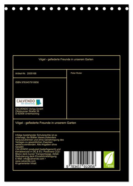 Produktbild: V&ouml;gel - gefiederte Freunde in unserem Garten (Tischkalender 2026 DIN A5 hoch), CALVENDO Monatskalender