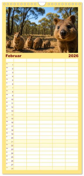 Produktbild: Familienplaner 2026 - Die vielleicht nettesten Wildtiere mit 5 Spalten (Wandkalender, 21 x 45 cm) CALVENDO