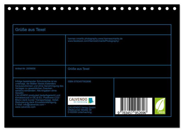 Produktbild: Gr&uuml;&szlig;e aus Texel (Tischkalender 2026 DIN A5 quer), CALVENDO Monatskalender