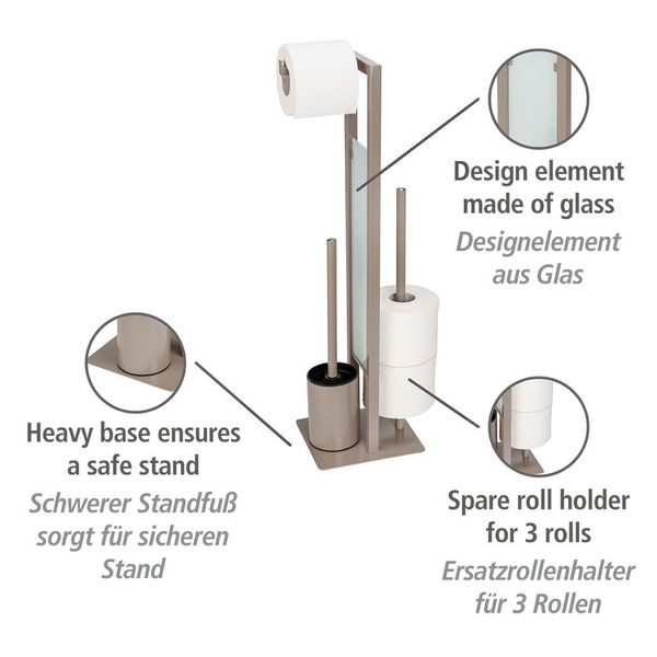 Produktbild: Stand WC-Garnitur Mod. Rivalta Taupe, Platte aus Sicherheitsglas