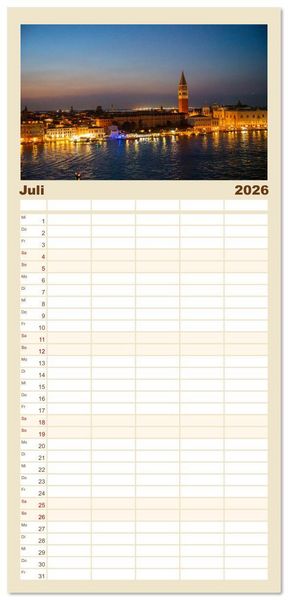 Produktbild: Familienplaner 2026 - Sehnsuchtsh&auml;fen in der Nacht mit 5 Spalten (Wandkalender, 21 x 45 cm) CALVENDO