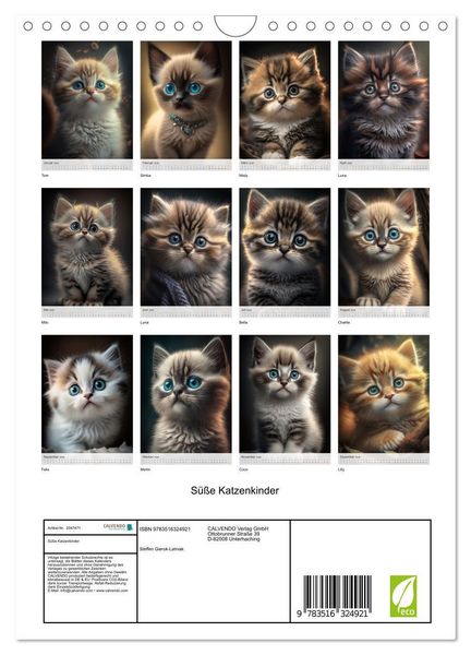 Produktbild: S&uuml;&szlig;e Katzenkinder (Wandkalender 2026 DIN A4 hoch), CALVENDO Monatskalender