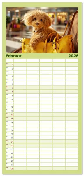 Produktbild: Familienplaner 2026 - Pudel in der Stadt. Urbane Momente voller Charme und Lebensfreude mit 5 Spalten (Wandkalender, 21 x 45 cm) CALVENDO