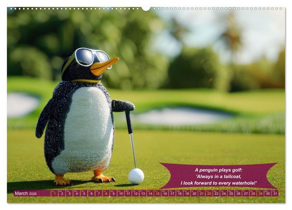Produktbild: Funny charming animals as golf players (Wall Calendar 2026 DIN A2 landscape), CALVENDO 12 Month Wall Calendar