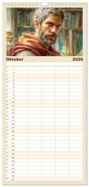 Produktbild: Familienplaner 2026 - Mystiker und Denker - Bekannte Gesichter der Vergangenheit mit 5 Spalten (Wandkalender, 21 x 45 cm) CALVENDO