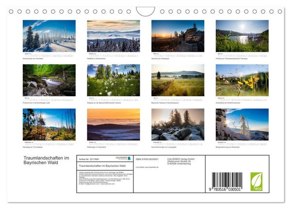 Produktbild: Traumlandschaften im Bayrischen Wald (Wandkalender 2026 DIN A4 quer), CALVENDO Monatskalender