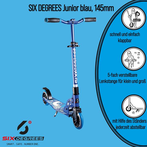 Produktbild: SIX DEGREES Alu Scooter Junior 145 blau