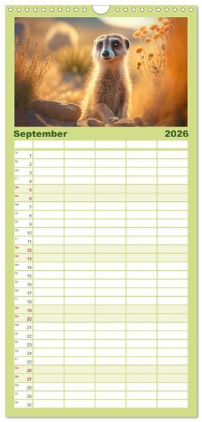 Produktbild: Familienplaner 2026 - Im Paradies der Tiere mit 5 Spalten (Wandkalender, 21 x 45 cm) CALVENDO