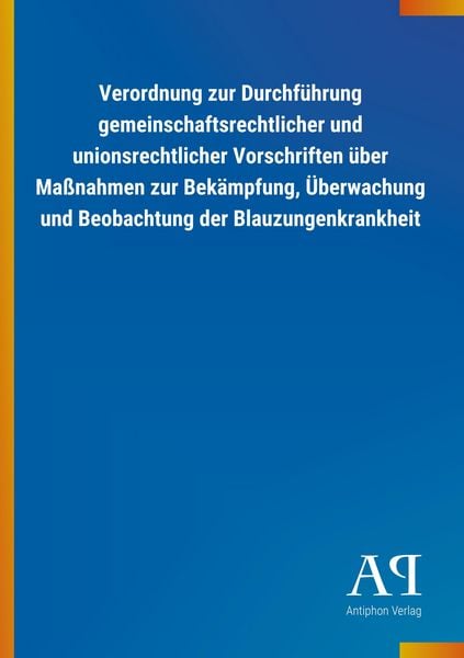 Produktbild: Verordnung zur Durchf&uuml;hrung gemeinschaftsrechtlicher und uni