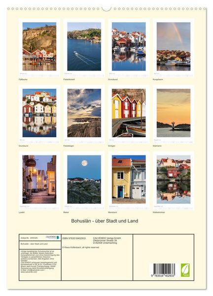 Produktbild: Bohusl&auml;n - &uuml;ber Stadt und Land (hochwertiger Premium Wandkalender 2026 DIN A2 hoch), Kunstdruck in Hochglanz