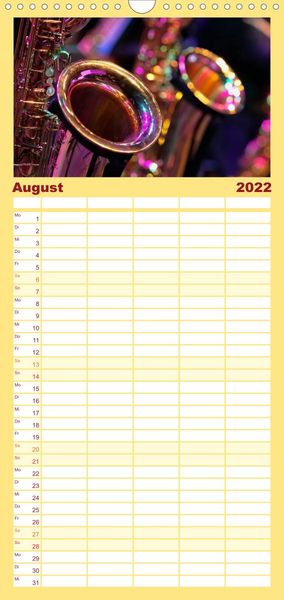 Produktbild: Familienplaner Saxophon - sch&ouml;n und sexy (Wandkalender 2022 , 21 cm x 45 cm, hoch)