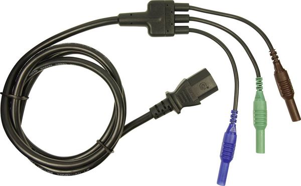 Cliff CIH29920 Sicherheits-Messleitung Stecker 4 mm Kaltgeräte-Buchse C13 1.50 m Blau, Grün, Braun 1 St.