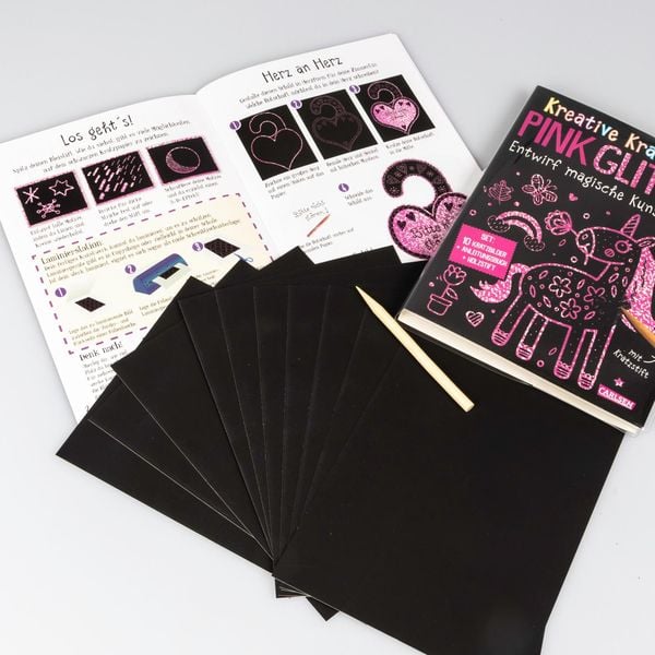 Produktbild: Kratzbilder f&uuml;r Kinder: Kreative Kratzkunst: Pink Glitzer