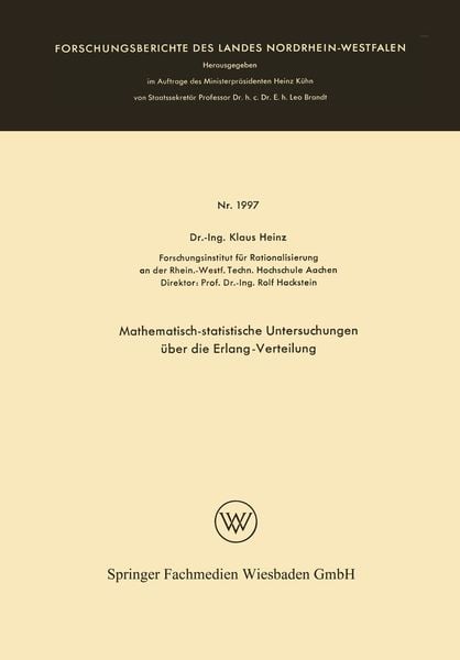 Produktbild: Mathematisch-statistische Untersuchungen &uuml;ber die Erlang-Verteilung