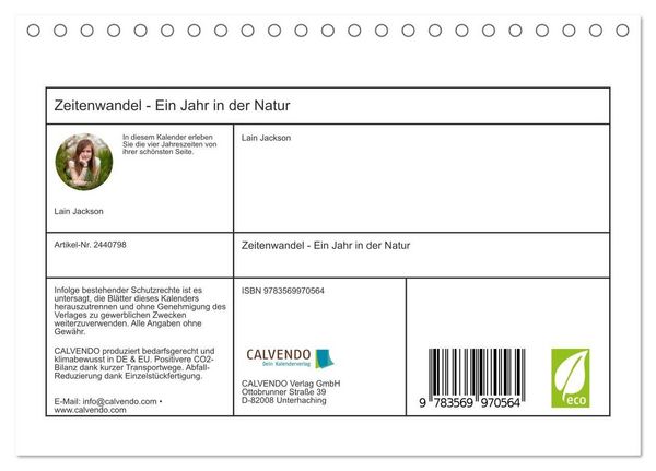 Produktbild: Zeitenwandel - Ein Jahr in der Natur (Tischkalender 2027 DIN A5 quer), CALVENDO Monatskalender