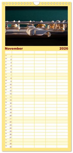 Produktbild: Familienplaner 2026 - Die Querfl&ouml;te, ein herrliches Instrument mit 5 Spalten (Wandkalender, 21 x 45 cm) CALVENDO